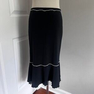 Y2K BLACK NEXXEN CONTRAST STITCHING ASYMMETRICAL MIDI SKIRT‎